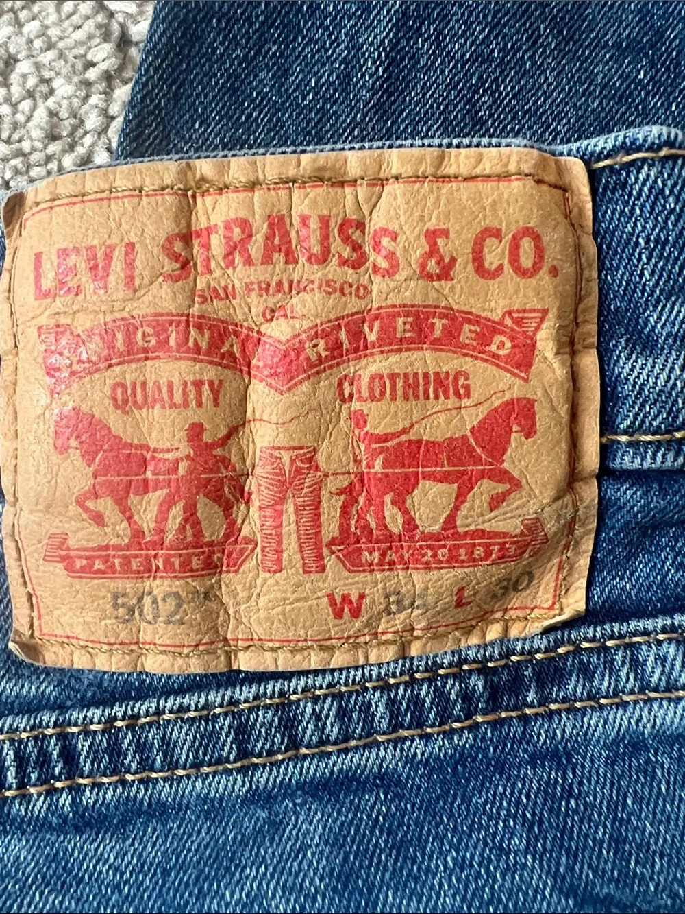 Levi’s 502 Regular Taper Jeans W34 L30 Acid Wash Blue Denim